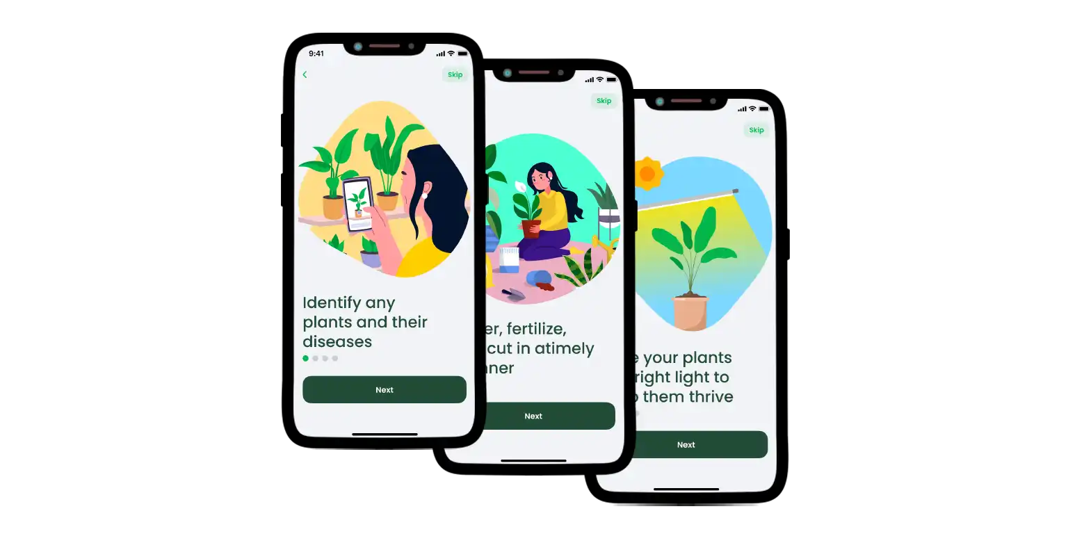 AI Plant Finder’s promo screens.